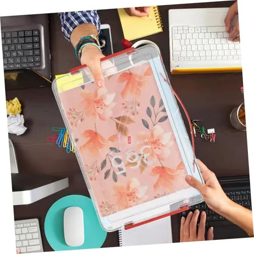 SOIMISS 2stücke Kunststoffbox mit Deckel Transparente Kleine Aufbewahrungsbox für Akten Papieraufbewahrung Flache Stapelbox für Büro und Zuhause Organisation von Dokumenten