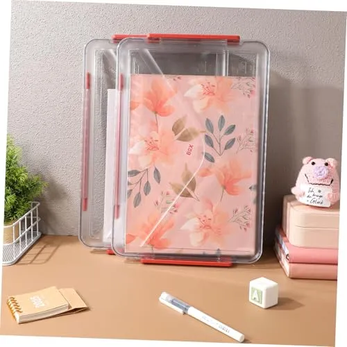 SOIMISS 2stücke Kunststoffbox mit Deckel Transparente Kleine Aufbewahrungsbox für Akten Papieraufbewahrung Flache Stapelbox für Büro und Zuhause Organisation von Dokumenten