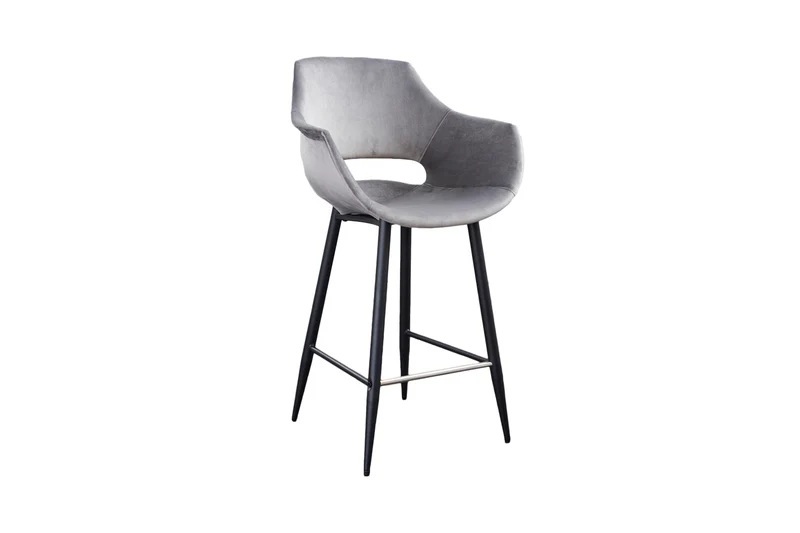 B-Ware KAWOLA Thekenhocker ZAJA Barstuhl Sitzhöhe 65 cm Velvet grau