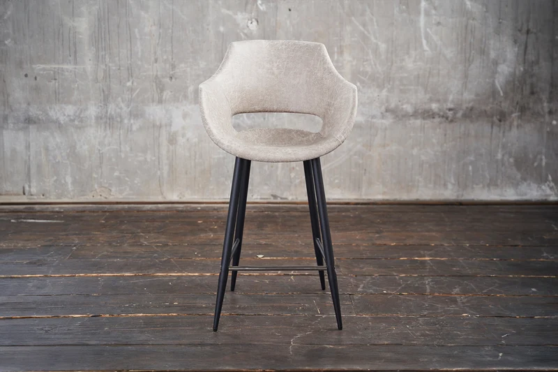 B-Ware KAWOLA Barhocker ZAJA Barstuhl Sitzhöhe 76 cm Microfaser creme weiß