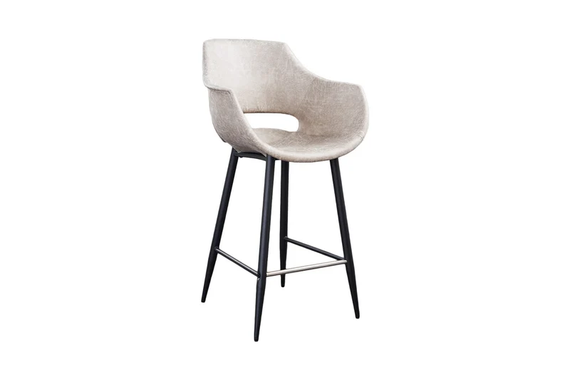 B-Ware KAWOLA Barhocker ZAJA Barstuhl Sitzhöhe 76 cm Microfaser creme weiß