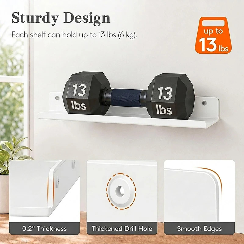 Lifewit 4 Pack Kunststoff Wandregal Weiß, 35,5cm Schweberegal trag. 6kg
