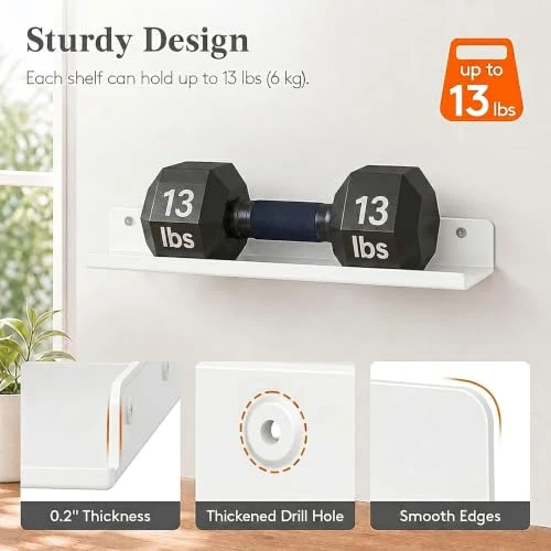 Lifewit 4 Pack Kunststoff Wandregal Weiß, 35,5cm Schweberegal trag. 6kg