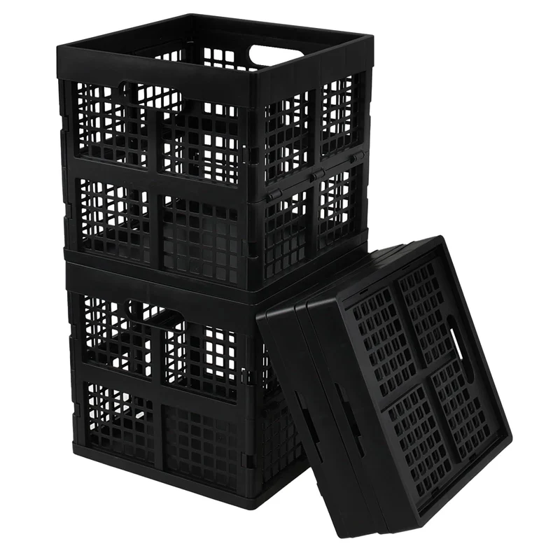 Faltbare Aufbewahrungskiste, quadratisch, Kunststoff, Schwarz, 18 l, 4 Stück
