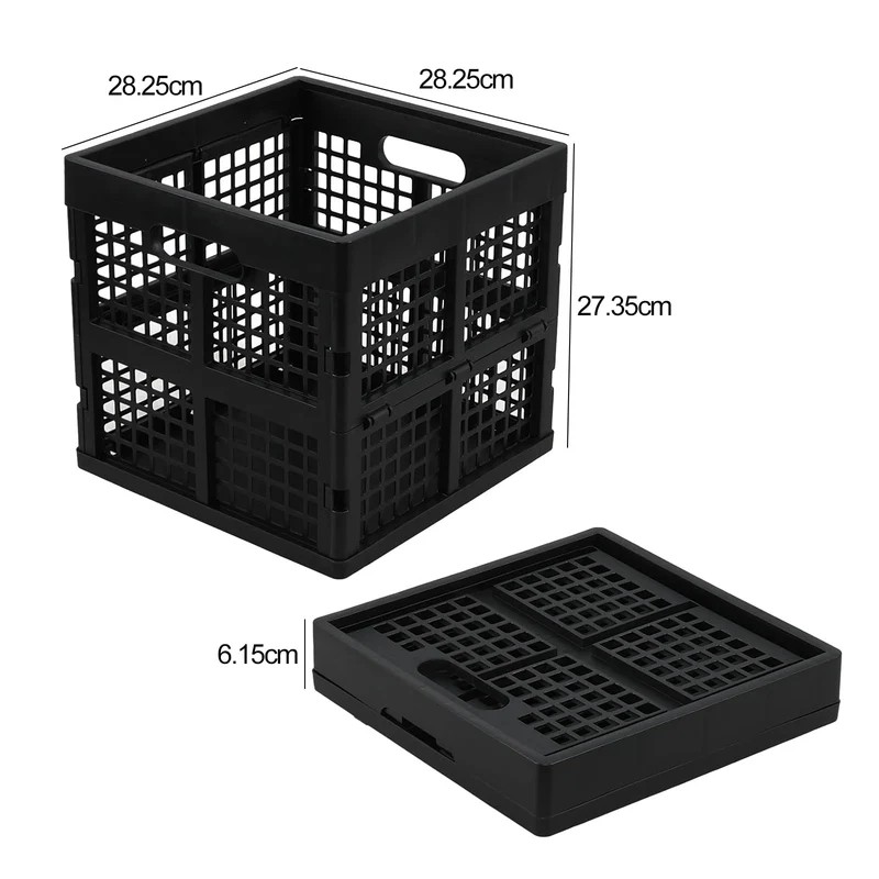 Faltbare Aufbewahrungskiste, quadratisch, Kunststoff, Schwarz, 18 l, 4 Stück