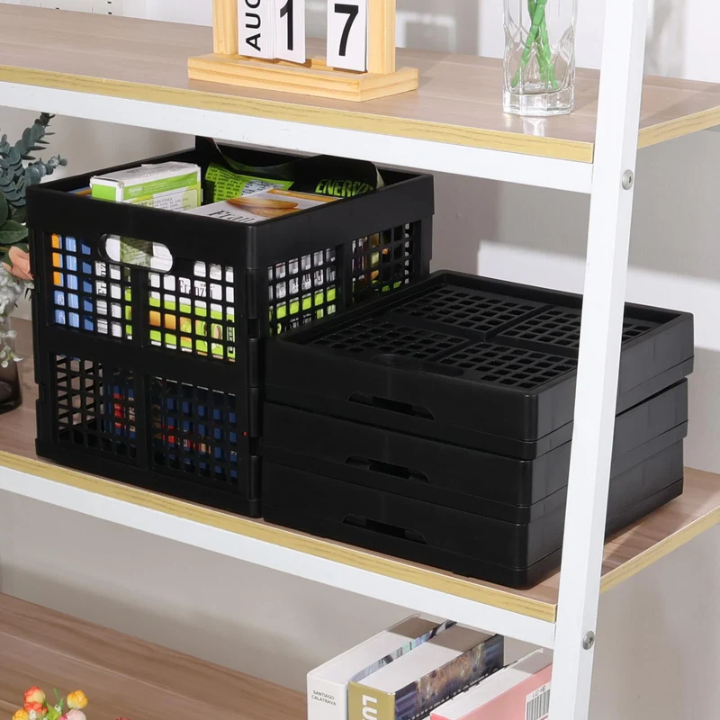 Faltbare Aufbewahrungskiste, quadratisch, Kunststoff, Schwarz, 18 l, 4 Stück