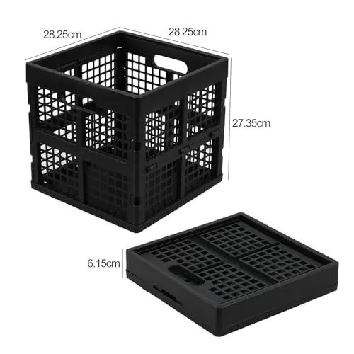 Faltbare Aufbewahrungskiste, quadratisch, Kunststoff, Schwarz, 18 l, 4 Stück
