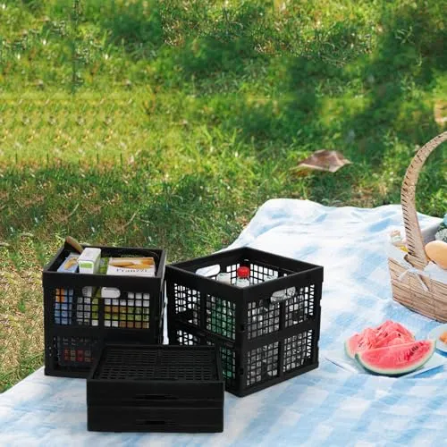 Faltbare Aufbewahrungskiste, quadratisch, Kunststoff, Schwarz, 18 l, 4 Stück