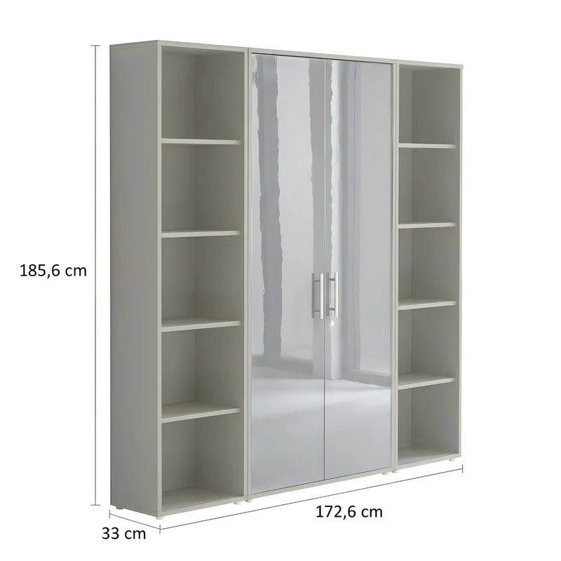 Aktenschrank TABOR 3 Büroschrank abschließbar – Mehrzweckschrank & Ordnerschrank Büro, viel Stauraum, Korpus Eiche Sonoma Front weiß matt