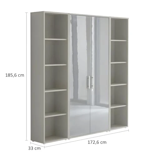 Aktenschrank TABOR 3 Büroschrank abschließbar – Mehrzweckschrank & Ordnerschrank Büro, viel Stauraum, Korpus Eiche Sonoma Front weiß matt