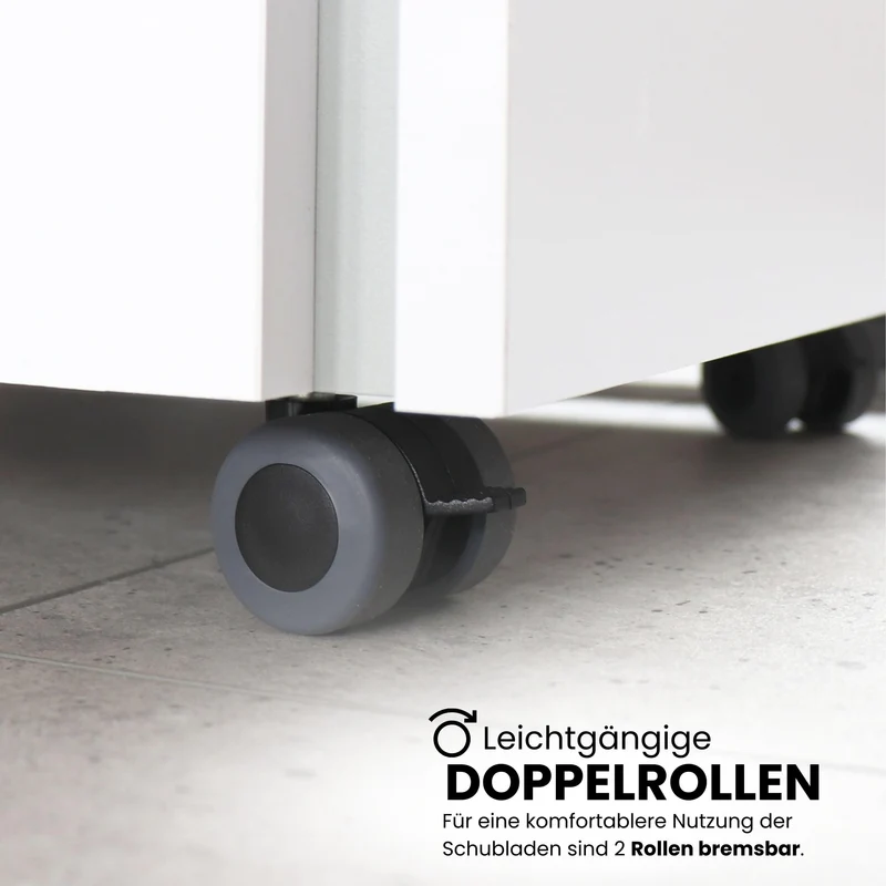 bümö lite Rollcontainer mit Schubladen, Container aus Holz in Ahorn - Rollwagen für's Büro als Schreibtisch Unterschrank, Bürocontainer od. Schreibtischcontainer mit Seitengriff