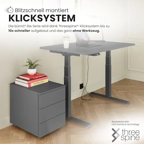 bümö lite Rollcontainer mit Schubladen, Container aus Holz in Ahorn - Rollwagen für's Büro als Schreibtisch Unterschrank, Bürocontainer od. Schreibtischcontainer mit Seitengriff