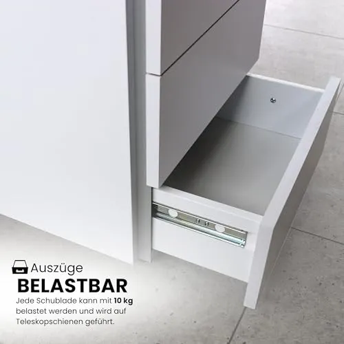 bümö lite Rollcontainer mit Schubladen, Container aus Holz in Ahorn - Rollwagen für's Büro als Schreibtisch Unterschrank, Bürocontainer od. Schreibtischcontainer mit Seitengriff