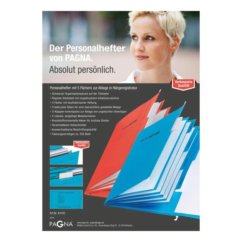 Pagna Personalakte (Hängehefter, für DIN A4, 5-teilig) blau