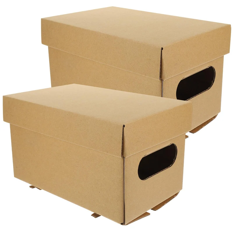 Healifty 2 Stück pack Große Aufbewahrungsbox aus Papier mit Deckel Langlebig und Praktisch zur Aktenaufbewahrung und Täglichen Dokumentenorganisation im Büro