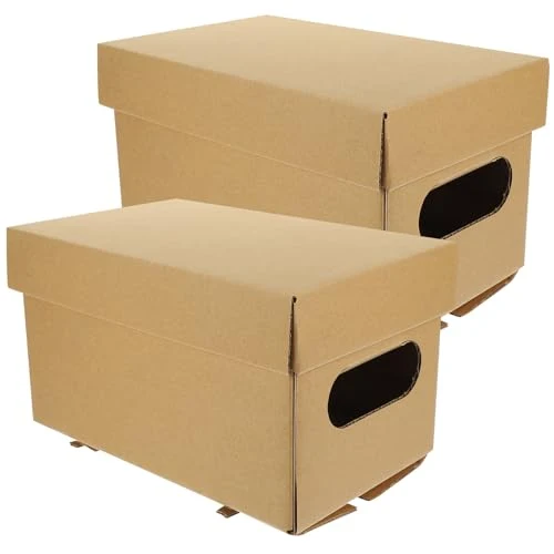 Healifty 2 Stück pack Große Aufbewahrungsbox aus Papier mit Deckel Langlebig und Praktisch zur Aktenaufbewahrung und Täglichen Dokumentenorganisation im Büro
