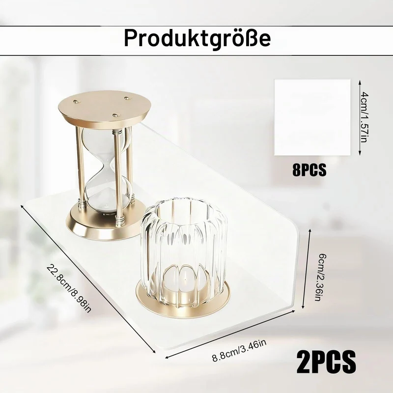 2 Stück Wandregal Ohne Bohren 22,8cm, Wandregal Weiß Klein