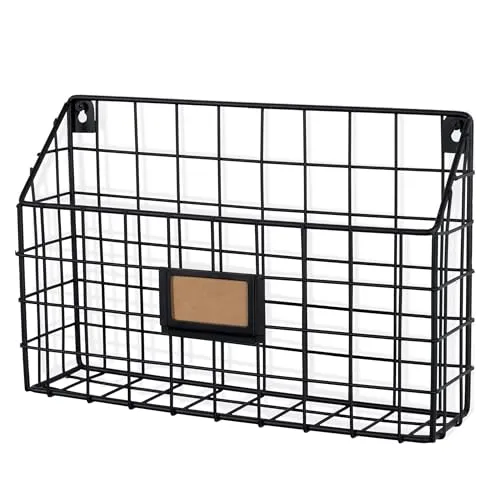 Rivista Aktenhalter für Zuhause, Büro, Schreibtisch, Wandmontage, breiter Hühnerdraht, Organizer und Zeitschriftenhalter, Metall, schwarz