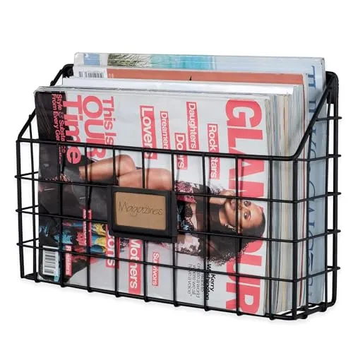 Rivista Aktenhalter für Zuhause, Büro, Schreibtisch, Wandmontage, breiter Hühnerdraht, Organizer und Zeitschriftenhalter, Metall, schwarz