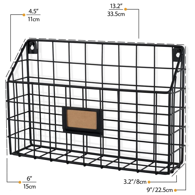 Rivista Aktenhalter für Zuhause, Büro, Schreibtisch, Wandmontage, breiter Hühnerdraht, Organizer und Zeitschriftenhalter, Metall, schwarz