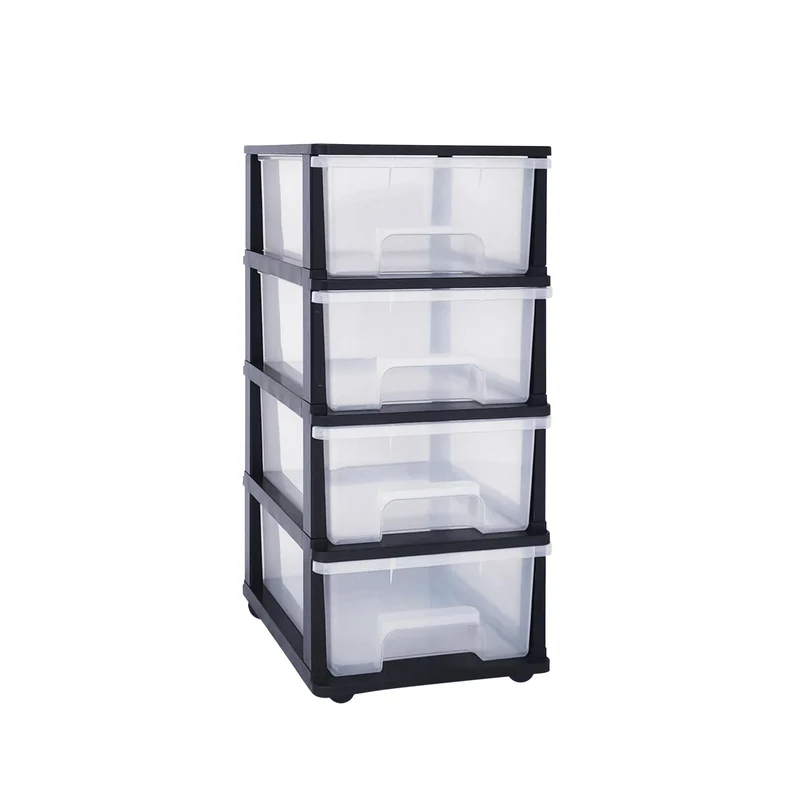 ABBAware Schubladenbox, Schubladen-Container auf Rädern, 4 große 17 Liter Schubladen, der Umwelt zuliebe aus recyclebarem PP Kunststoff, in schönen Farbvarianten, Rollcontainer, Organizer, Stapelboxen