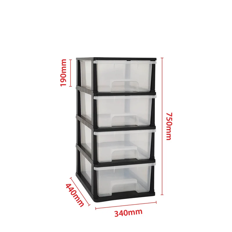 ABBAware Schubladenbox, Schubladen-Container auf Rädern, 4 große 17 Liter Schubladen, der Umwelt zuliebe aus recyclebarem PP Kunststoff, in schönen Farbvarianten, Rollcontainer, Organizer, Stapelboxen