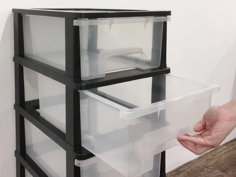 ABBAware Schubladenbox, Schubladen-Container auf Rädern, 4 große 17 Liter Schubladen, der Umwelt zuliebe aus recyclebarem PP Kunststoff, in schönen Farbvarianten, Rollcontainer, Organizer, Stapelboxen