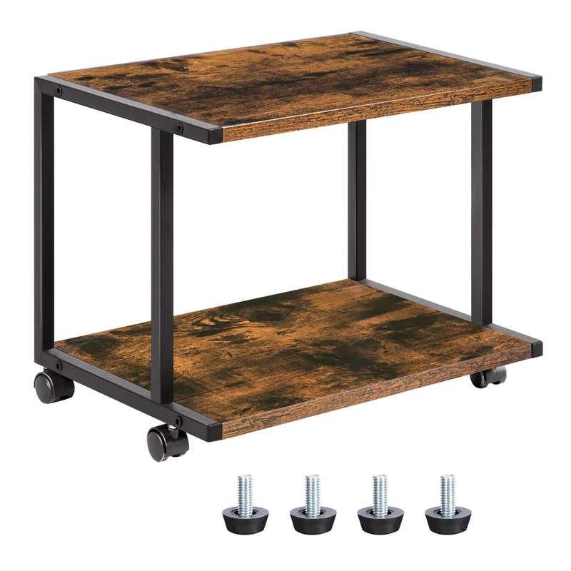 HOOBRO Druckertisch, Druckerständer mit verstellbaren Füßen und arretierbaren Rädern, Druckerwagen Industrie-Design, 42 x 28 x 33 cm, für Büro, Fax, Kopierer, Scanner EBF42PS01