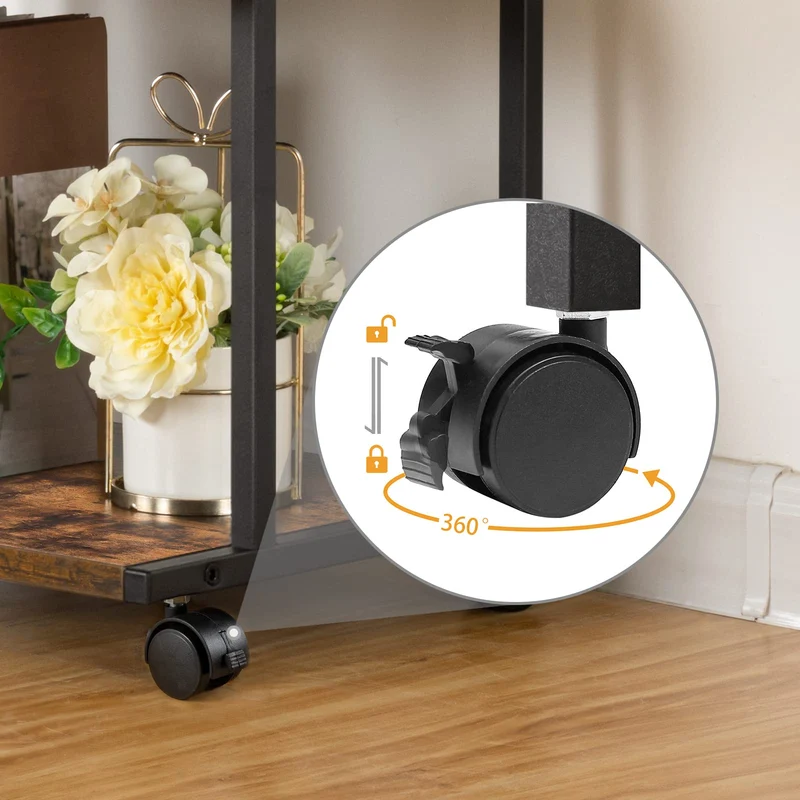 HOOBRO Druckertisch, Druckerständer mit verstellbaren Füßen und arretierbaren Rädern, Druckerwagen Industrie-Design, 42 x 28 x 33 cm, für Büro, Fax, Kopierer, Scanner EBF42PS01