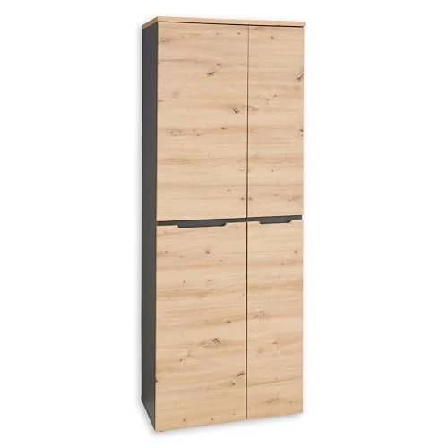 MEMPHIS Aktenschrank in Artisan Eiche Optik, Graphit - Moderner Büroschrank mit 2 Türen - 75 x 197 x 38 cm (B/H/T)