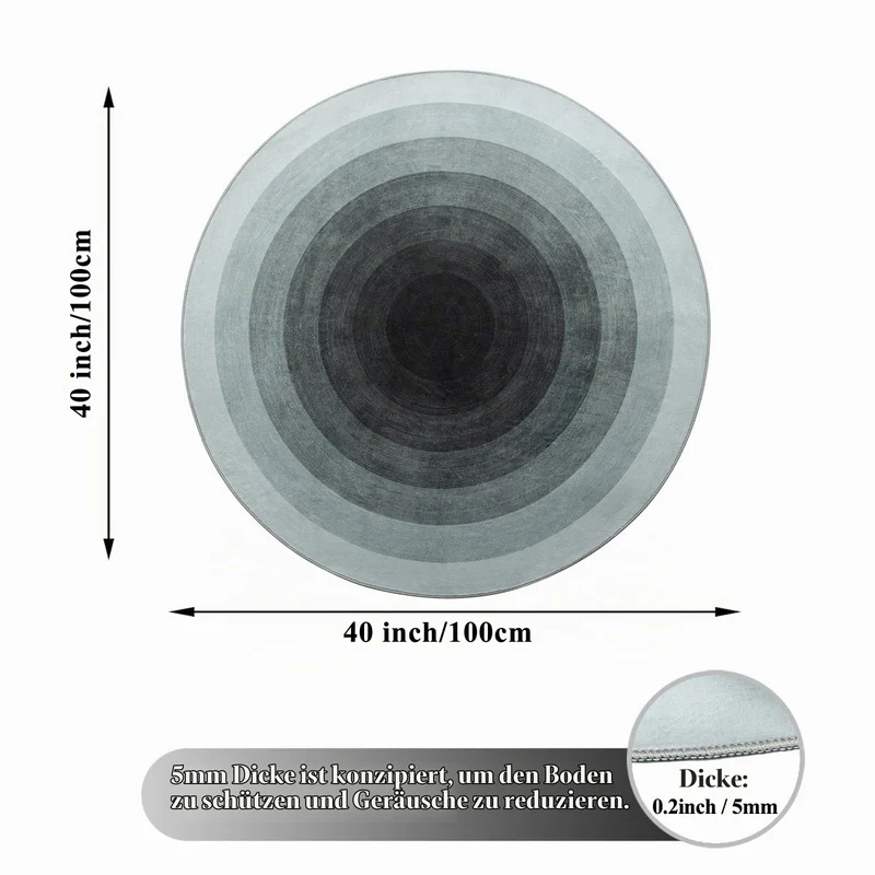 Bodenschutzmatte für Hartböden 100cm Stuhlunterlage Teppich Bodenschutzmatte Bürostuhl Matte Runden Bodenmatte rutschfest Bürostuhlunterlage Stuhlmatten (Schwarz-1)