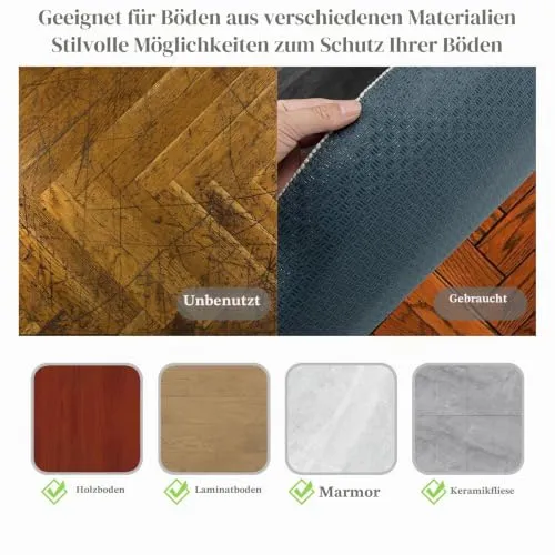 Bodenschutzmatte für Hartböden 100cm Stuhlunterlage Teppich Bodenschutzmatte Bürostuhl Matte Runden Bodenmatte rutschfest Bürostuhlunterlage Stuhlmatten (Schwarz-1)