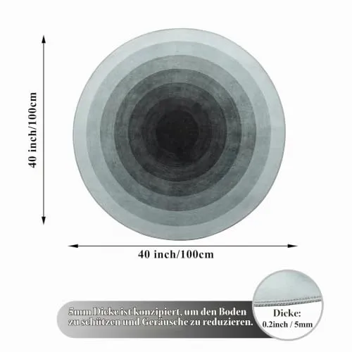 Bodenschutzmatte für Hartböden 100cm Stuhlunterlage Teppich Bodenschutzmatte Bürostuhl Matte Runden Bodenmatte rutschfest Bürostuhlunterlage Stuhlmatten (Schwarz-1)