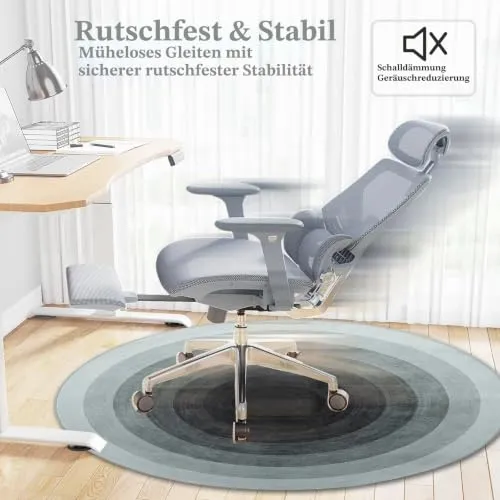 Bodenschutzmatte für Hartböden 100cm Stuhlunterlage Teppich Bodenschutzmatte Bürostuhl Matte Runden Bodenmatte rutschfest Bürostuhlunterlage Stuhlmatten (Schwarz-1)