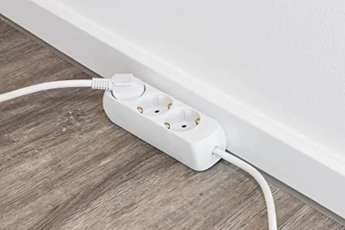 Meister Steckdosenleiste 3-fach - 3er Set - Extraflacher Stecker - 1,4 m Kabel - weiß - IP20 Innenbereich, Mehrfachsteckdose mit Flachstecker, Tischsteckdose, Steckerleiste, 7430180