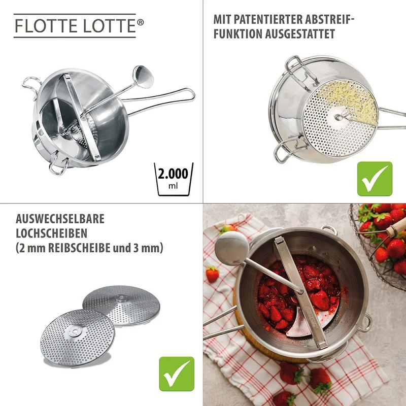 Gefu, Passiergerät "Flotte Lotte®", multifunktional mit 2 Lochscheiben