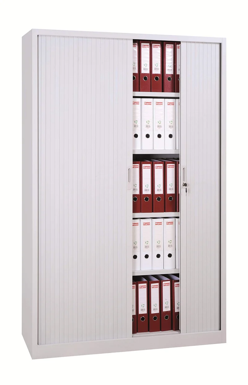Schrank & Stuhl Rolladenschrank Aktenschrank Stahl 195x120x46cm Grau