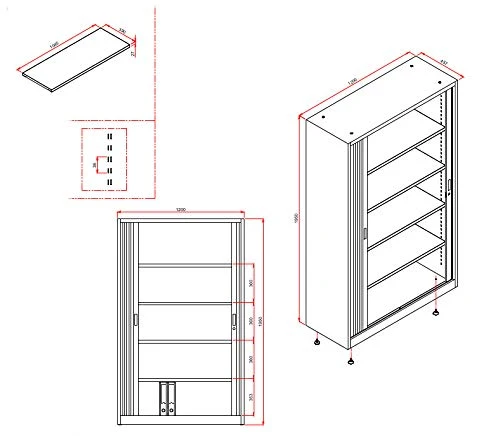 Schrank & Stuhl Rolladenschrank Aktenschrank Stahl 195x120x46cm Grau