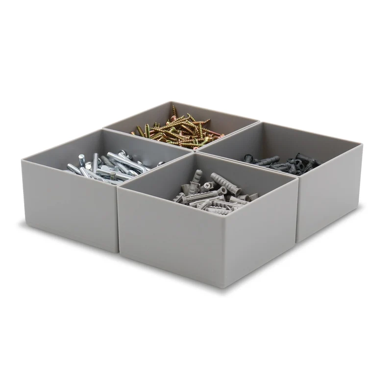 1a-TopStore 10 Stk. Einsatzkästen Einsatzboxen Schubladen-Einsatzkasten Sortierboxen, 32 Größen, 5 Farben (grau, 108x108x63 mm)
