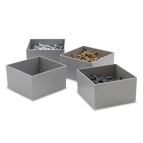 1a-TopStore 10 Stk. Einsatzkästen Einsatzboxen Schubladen-Einsatzkasten Sortierboxen, 32 Größen, 5 Farben (grau, 108x108x63 mm)