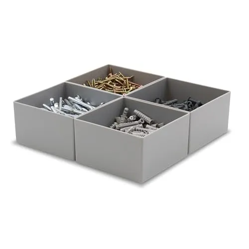 1a-TopStore 10 Stk. Einsatzkästen Einsatzboxen Schubladen-Einsatzkasten Sortierboxen, 32 Größen, 5 Farben (grau, 108x108x63 mm)