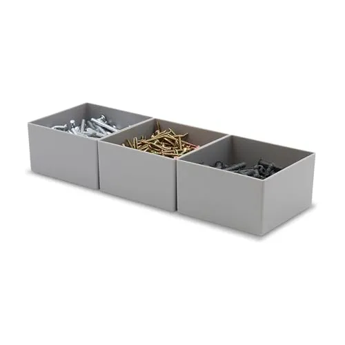 1a-TopStore 10 Stk. Einsatzkästen Einsatzboxen Schubladen-Einsatzkasten Sortierboxen, 32 Größen, 5 Farben (grau, 108x108x63 mm)