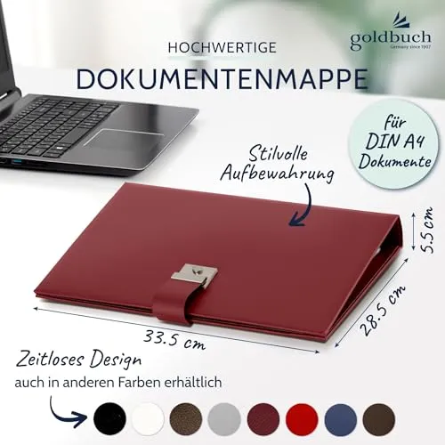 goldbuch 53525 Dokumentenmappe A4 Bologna Bordeaux, Mappe 27,5x34x4,5 cm