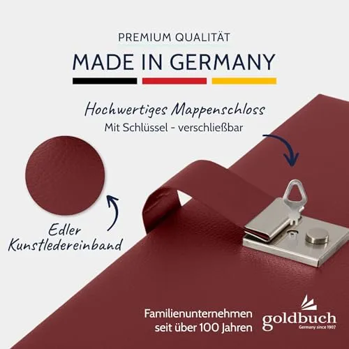 goldbuch 53525 Dokumentenmappe A4 Bologna Bordeaux, Mappe 27,5x34x4,5 cm