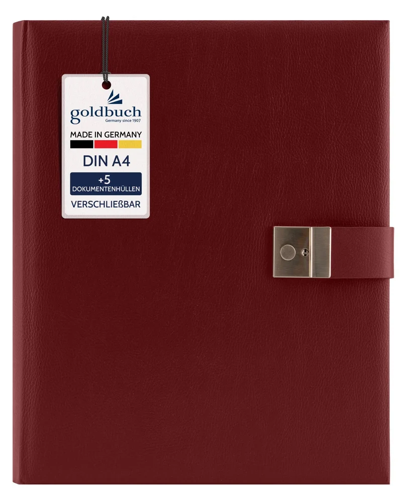goldbuch 53525 Dokumentenmappe A4 Bologna Bordeaux, Mappe 27,5x34x4,5 cm