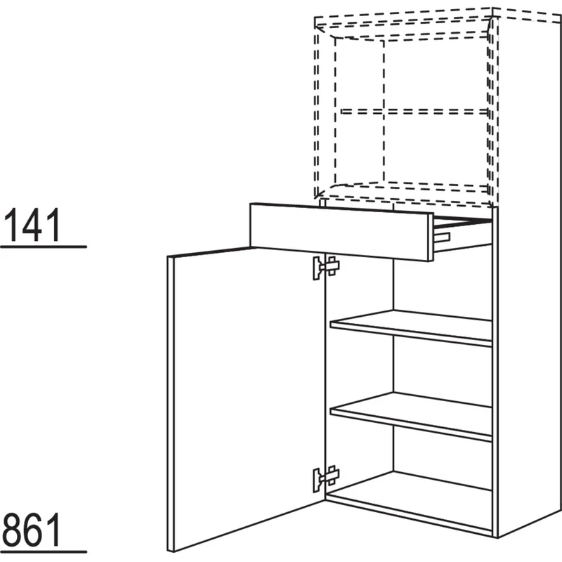 nobilia Midischrank für Regaleinsatz Case BMSDC60-158 60 cm