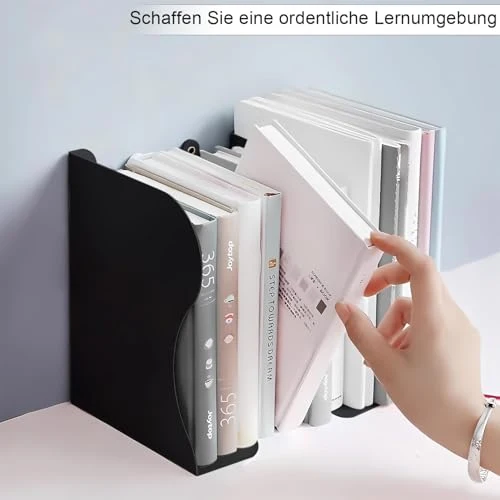 DARUITE Buchstütze, Verstellbar Buchstützen Metall, Schwarz