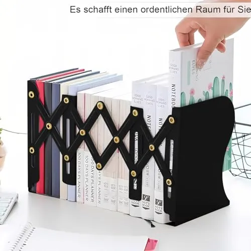 DARUITE Buchstütze, Verstellbar Buchstützen Metall, Schwarz