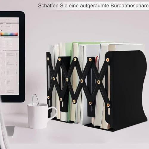 DARUITE Buchstütze, Verstellbar Buchstützen Metall, Schwarz
