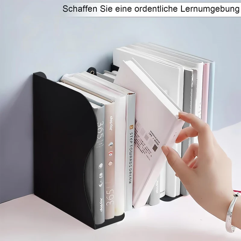 DARUITE Buchstütze, Verstellbar Buchstützen Metall, Schwarz